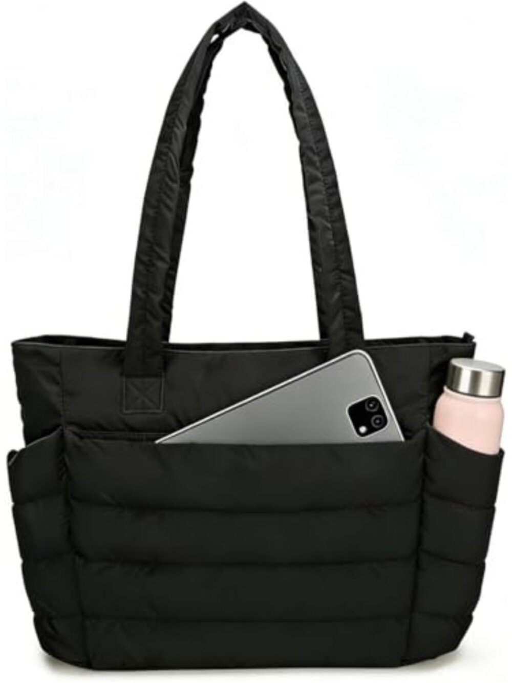 Quilted Nylon Puffer Work Tote Bag with Laptop Compartment for Travel Nurse Gym